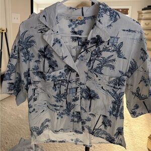 C&C California Tropical Print Set in Blue and White